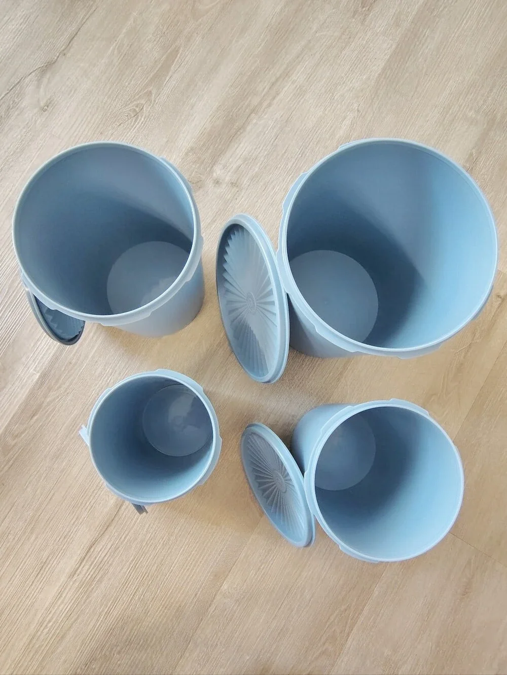 Vintage Tupperware Country Blue Canister Set of Four with Lids